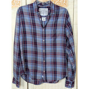 Frank & Eileen Shirt Mens S Blue Plaid Luke Button Up 100% Cotton Long Sleeve